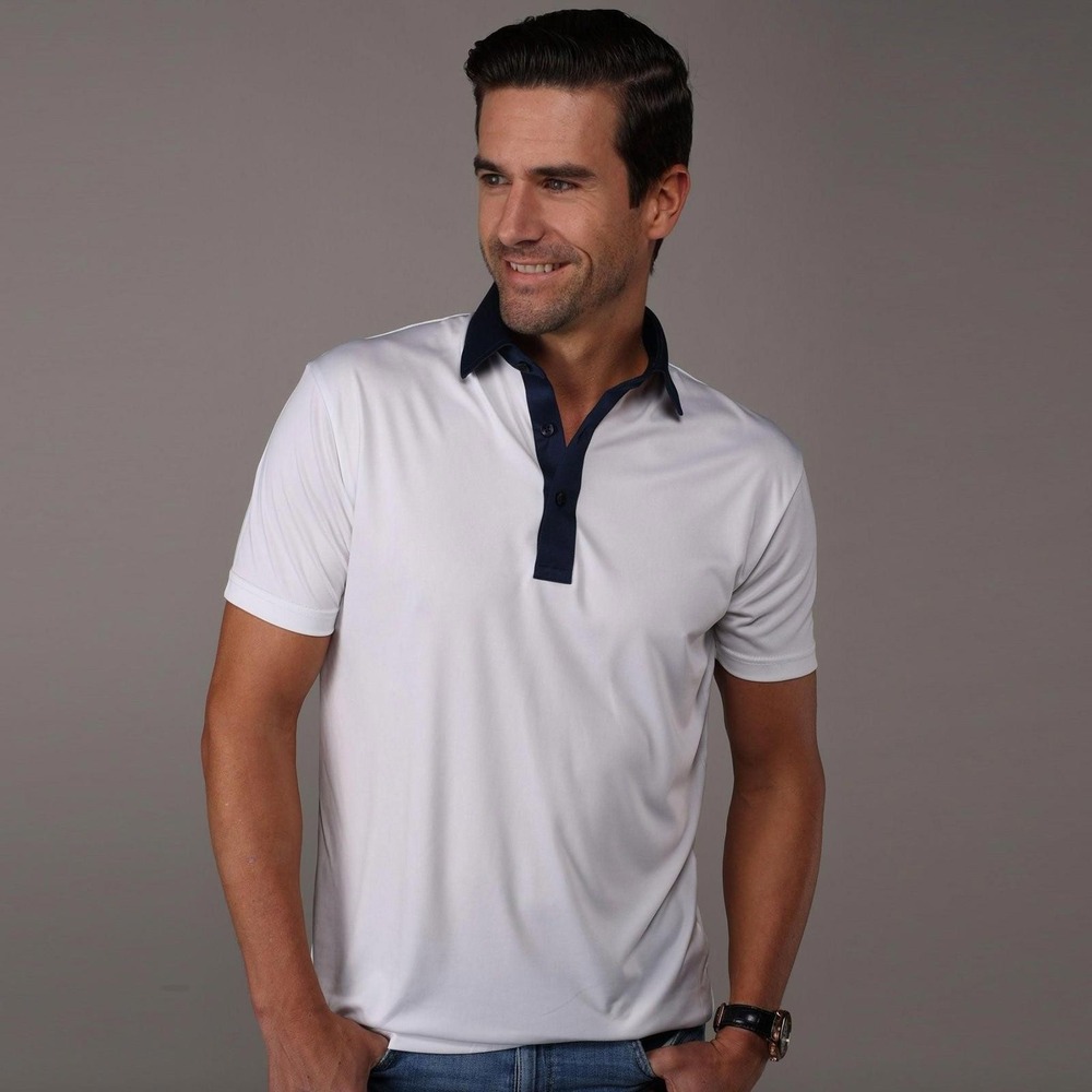 White and Navy Men's Polo Shirt